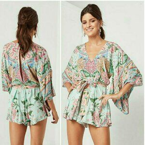 Spell Lotus Floral Peacock Romper Playsuit Bohemian Festival Size Small
